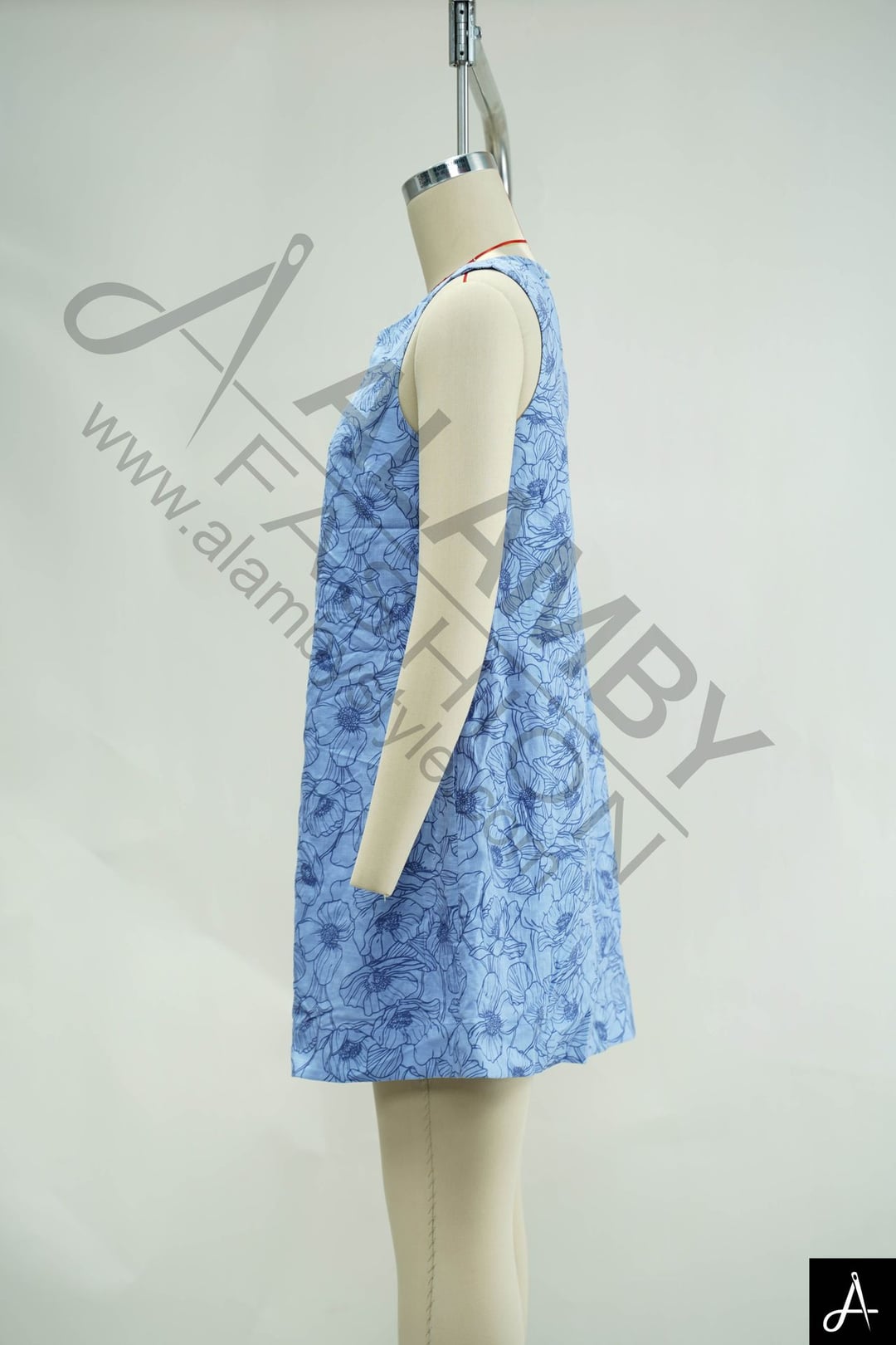 Blue Floral Sleeveless Mini Dress