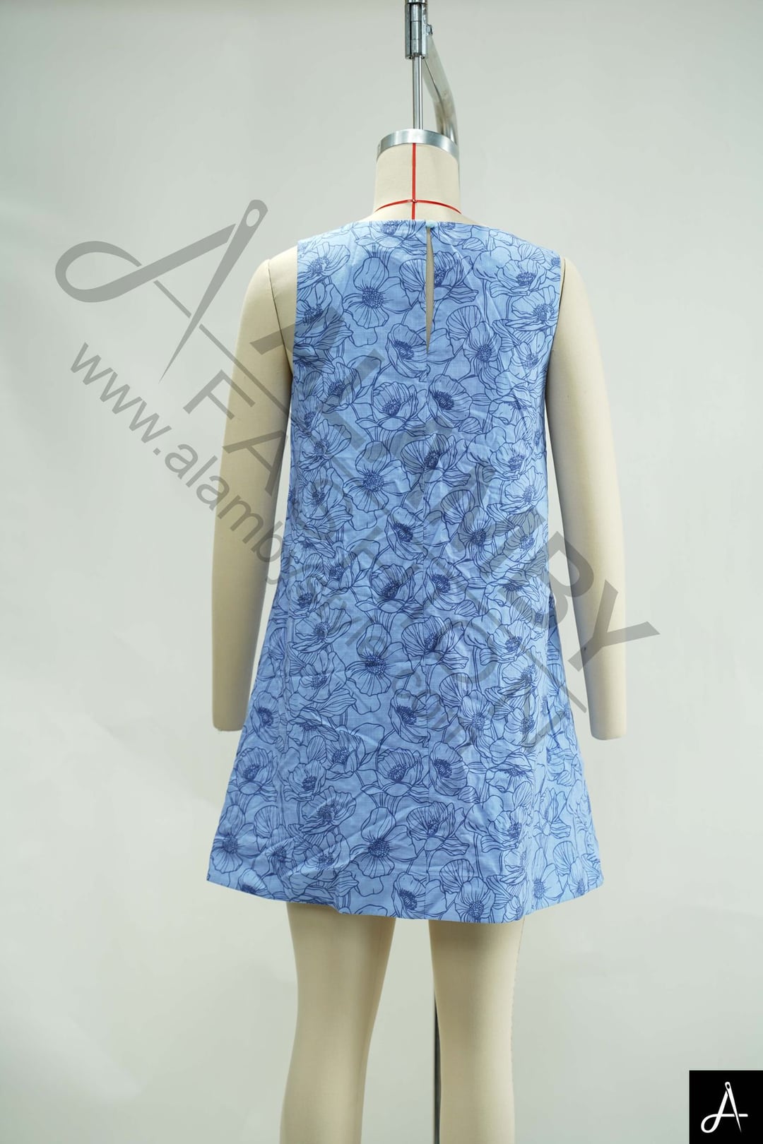 Blue Floral Sleeveless Mini Dress
