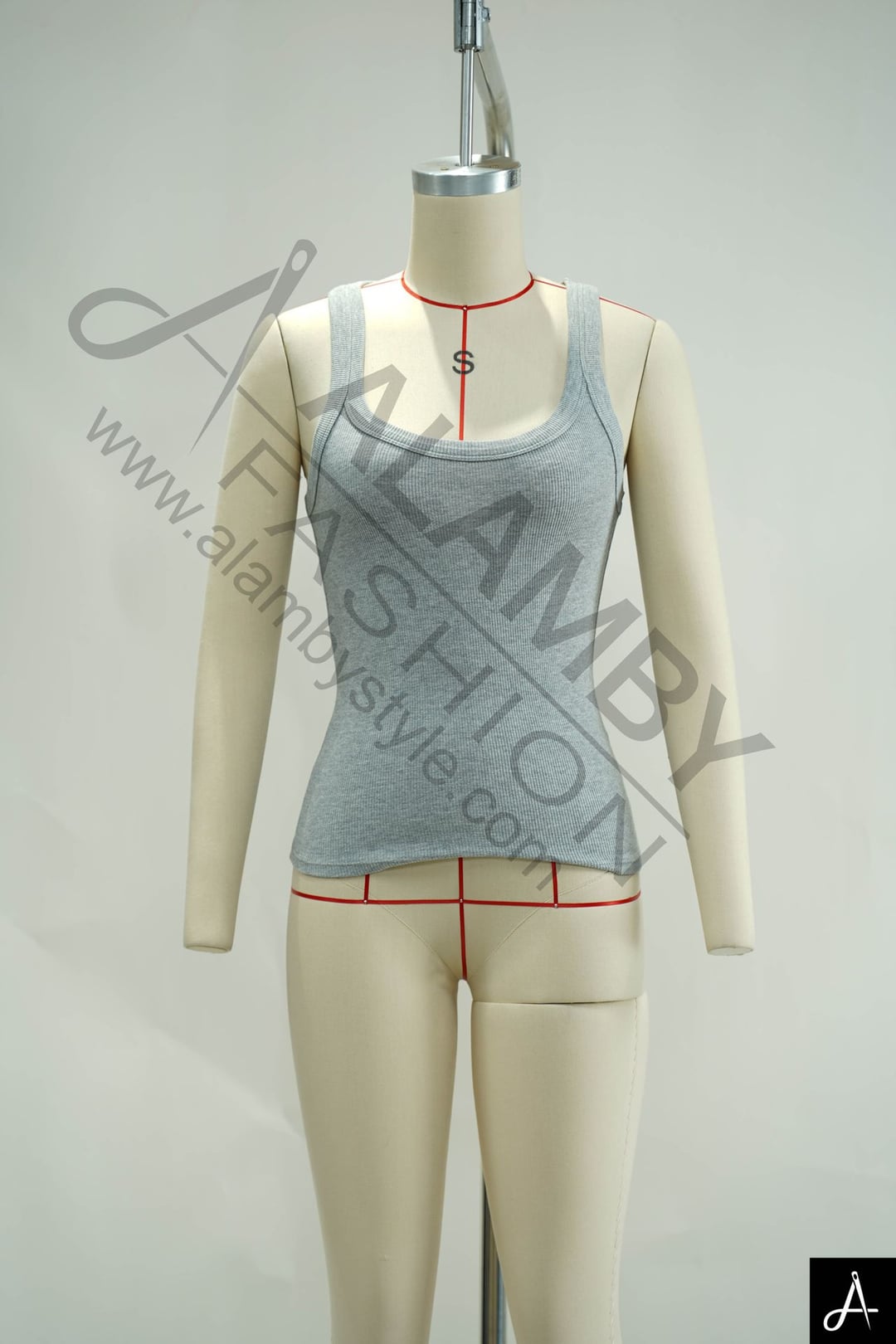 Grey Ribbed Square Neck Cami Tank Top