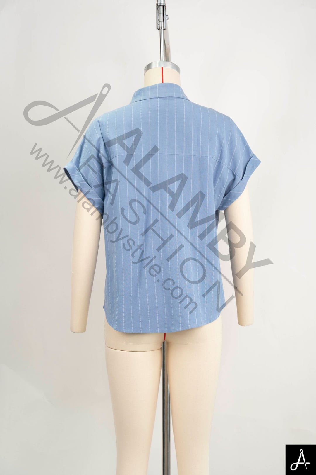 Chambray Collared Short‑Sleeve Shirt