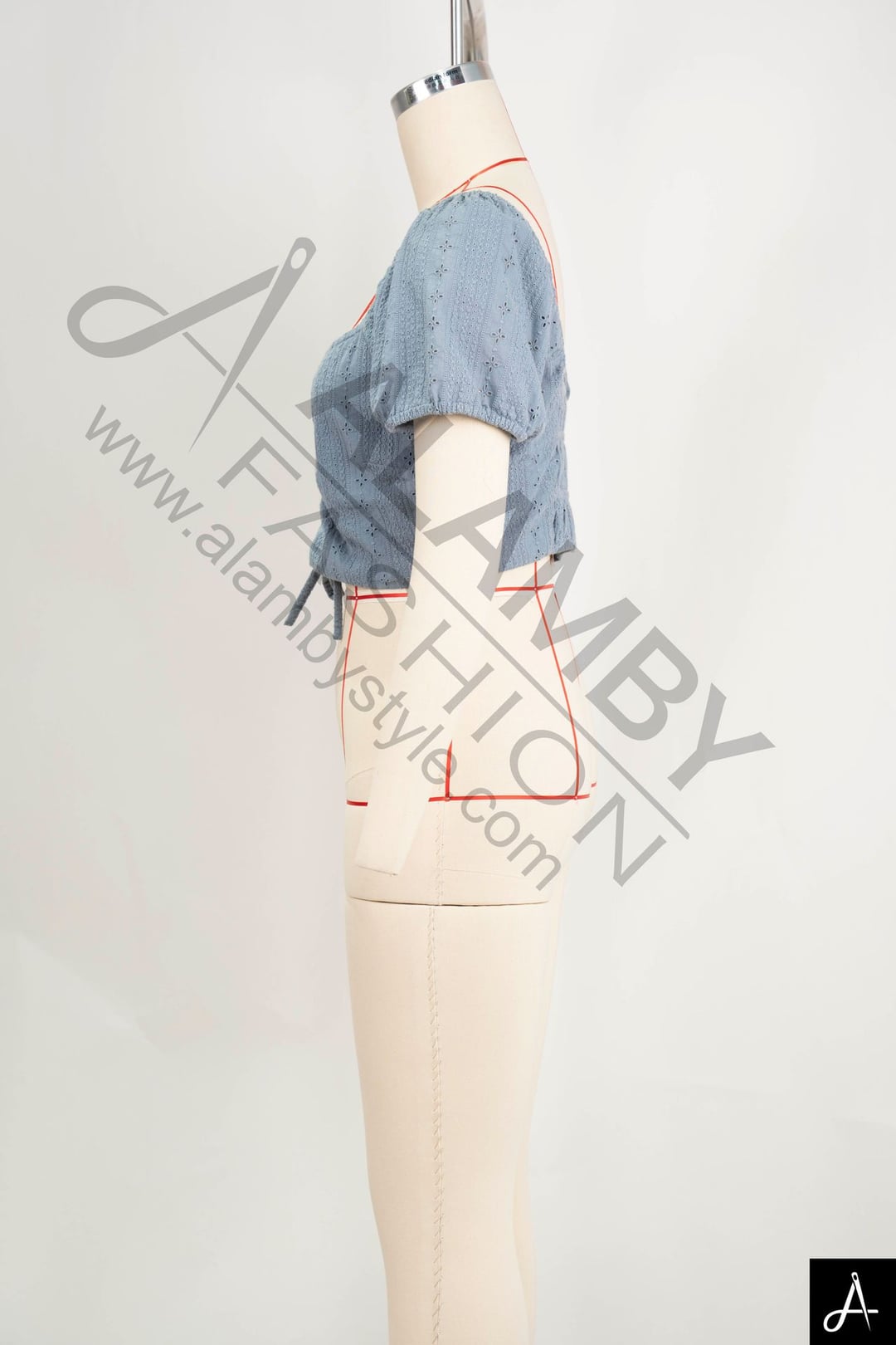 Square Neck Puff‑Sleeve Cropped Blouse