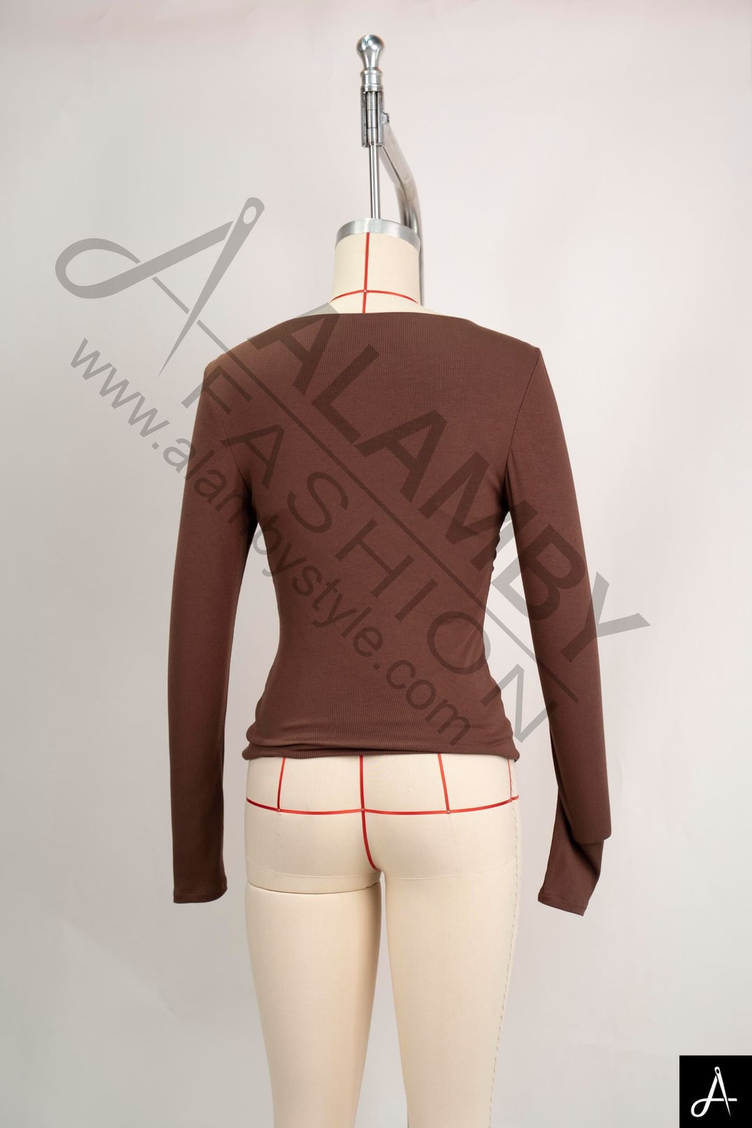 Asymmetric Neck Long‑Sleeve Knit Top