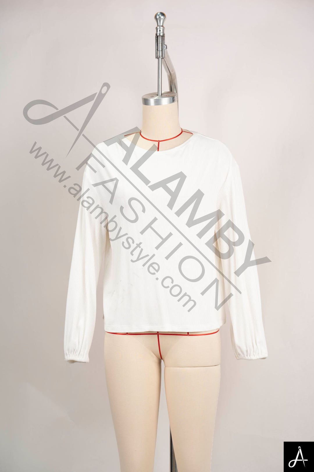 Off‑White Crew Neck Long‑Sleeve Knit Sweater
