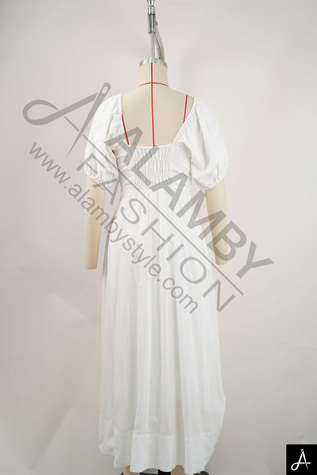 Women's Square Neck Puff Sleeve Maxi Dress