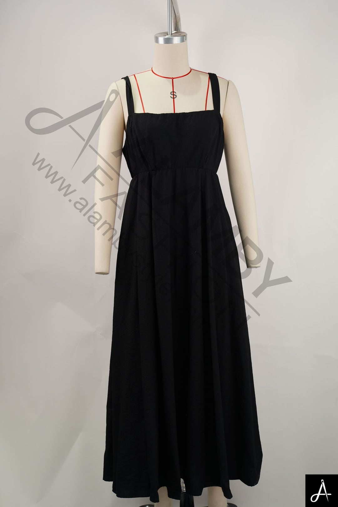Women's Square Neck Spaghetti Strap Midi Dress