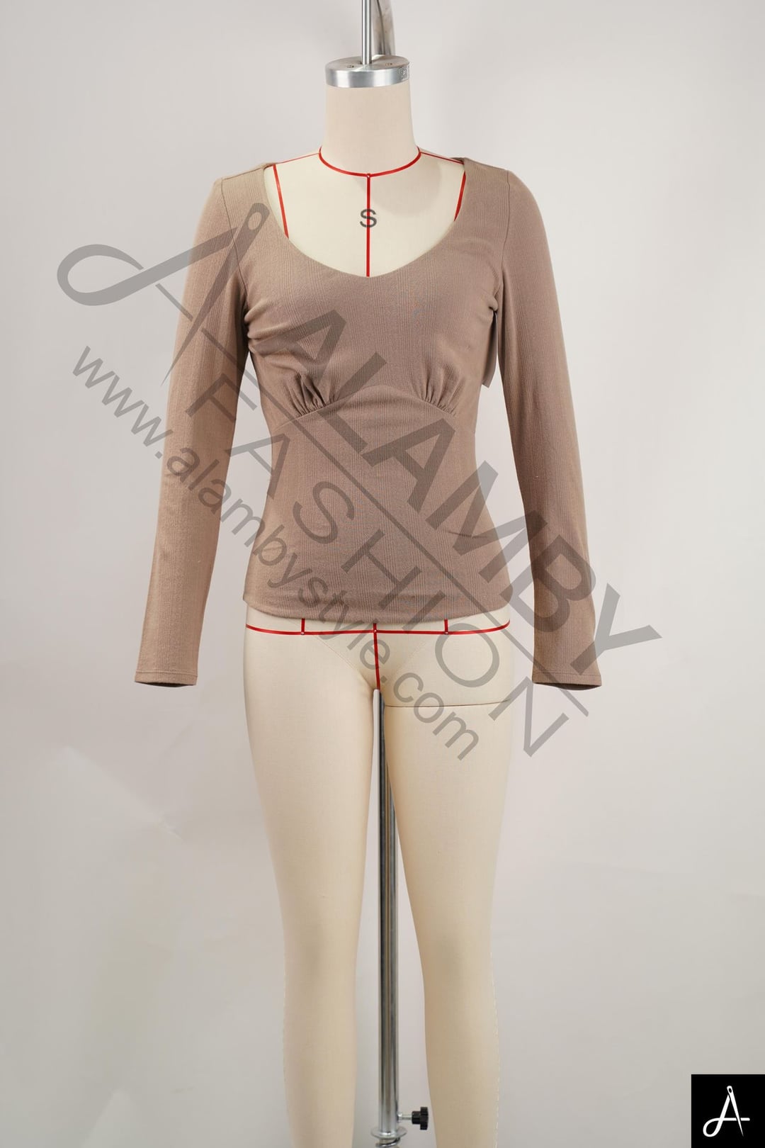 Women Long Sleeve Henley Neck Fitted Top