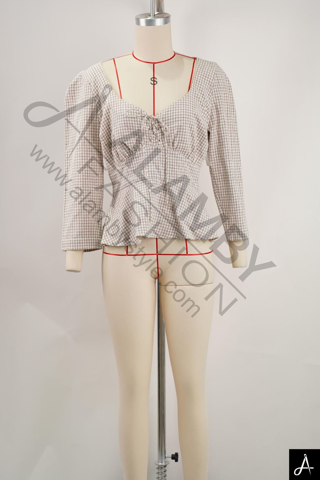 Women Long Sleeve V‑Neck Ruched Blouse