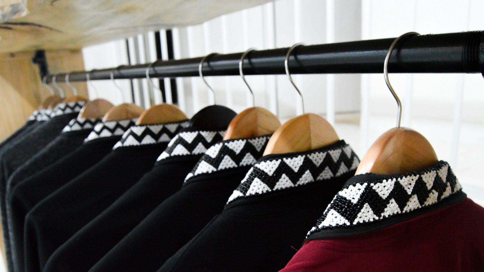 Garments hanging in a wholesale showroom