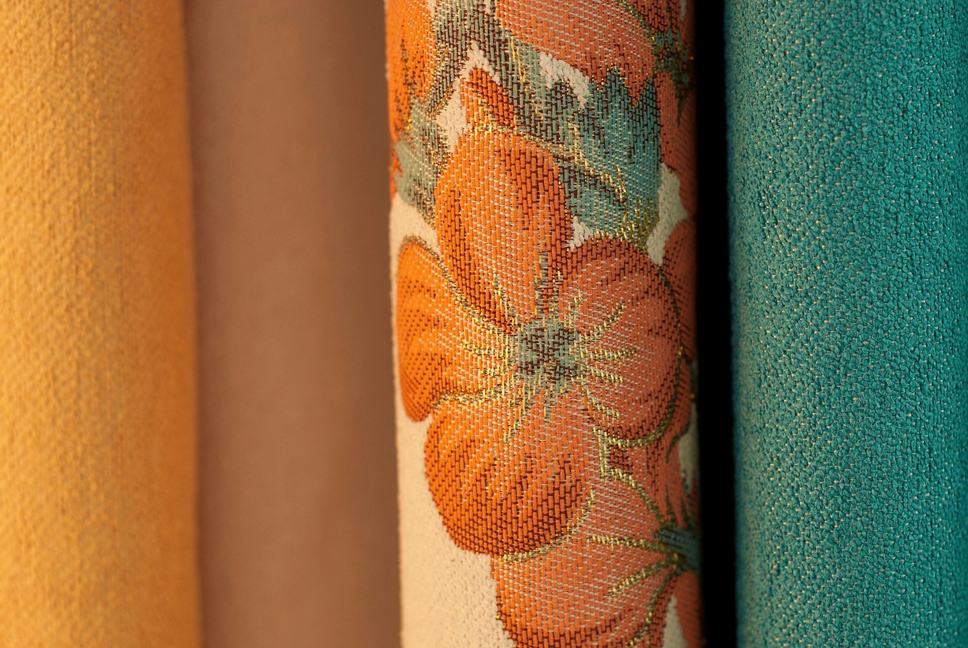 Furnishing and decorative fabric on display