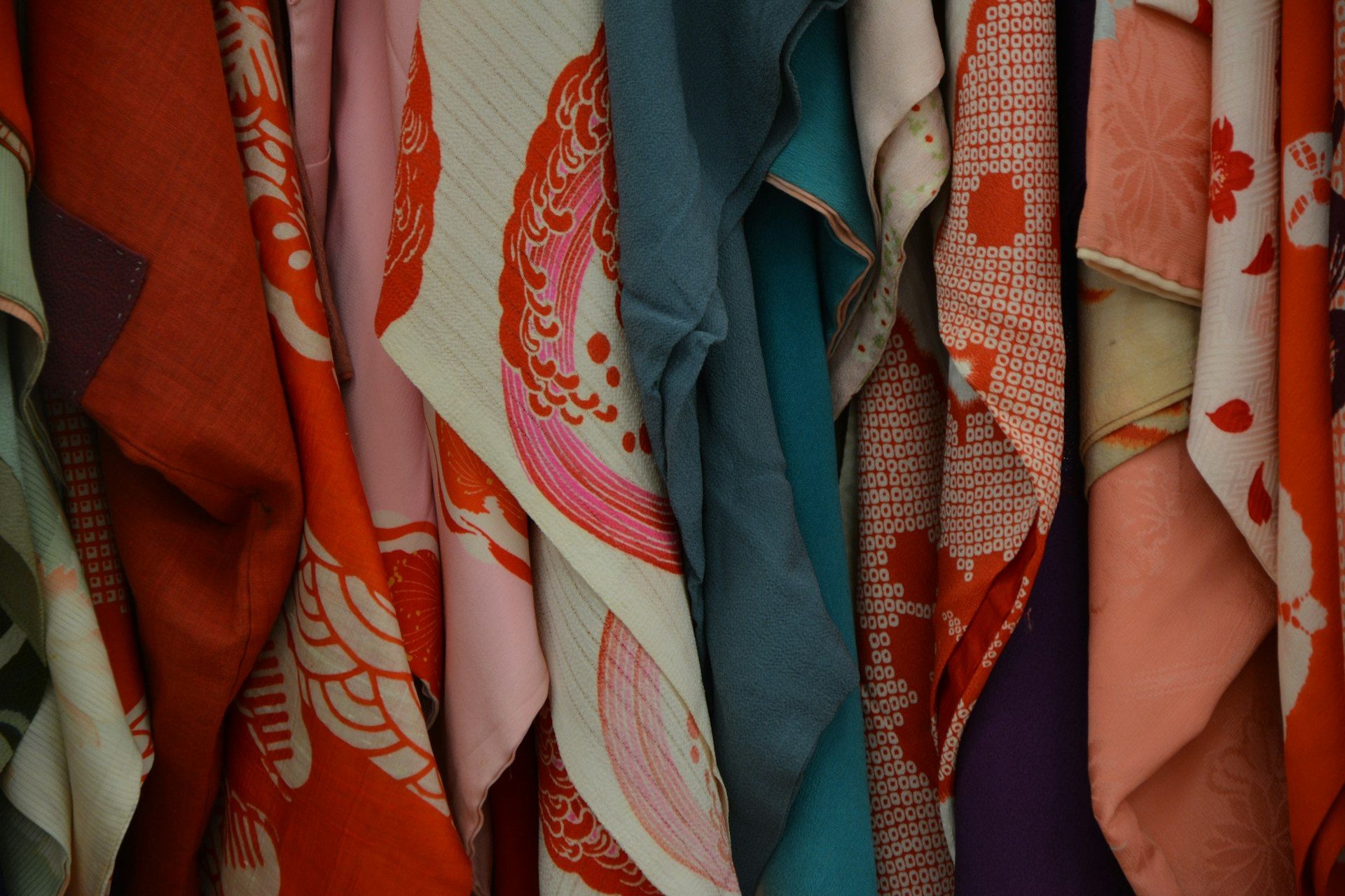 Printed floral cloth in close detail