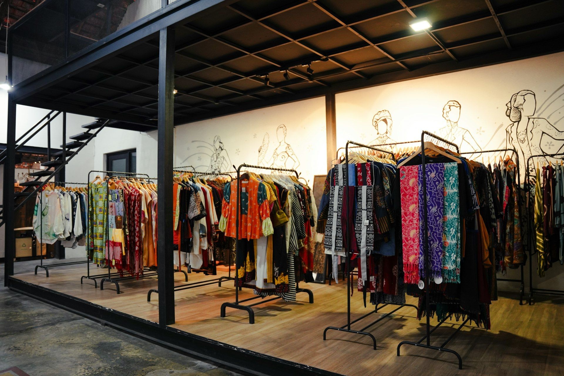 Rails packed with ready-to-wear garments