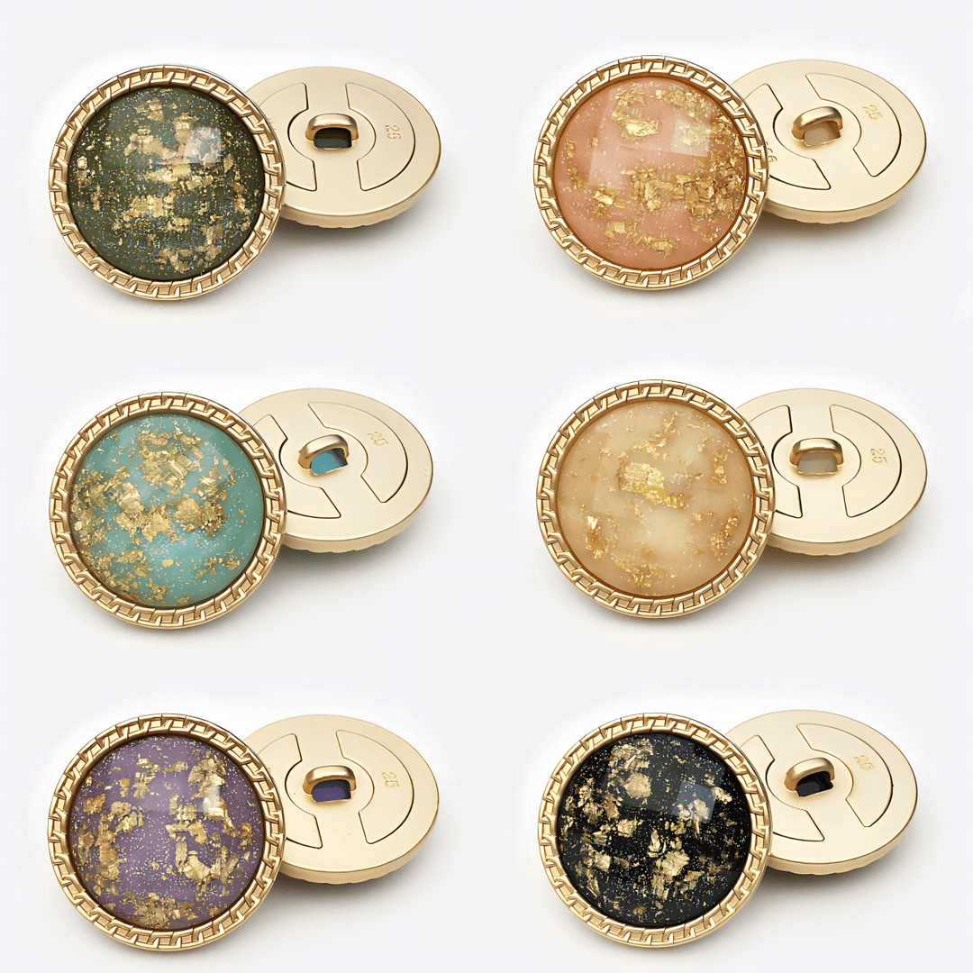 Resin & Metal Combined Buttons with Wavy Texture and Rhombus Surface