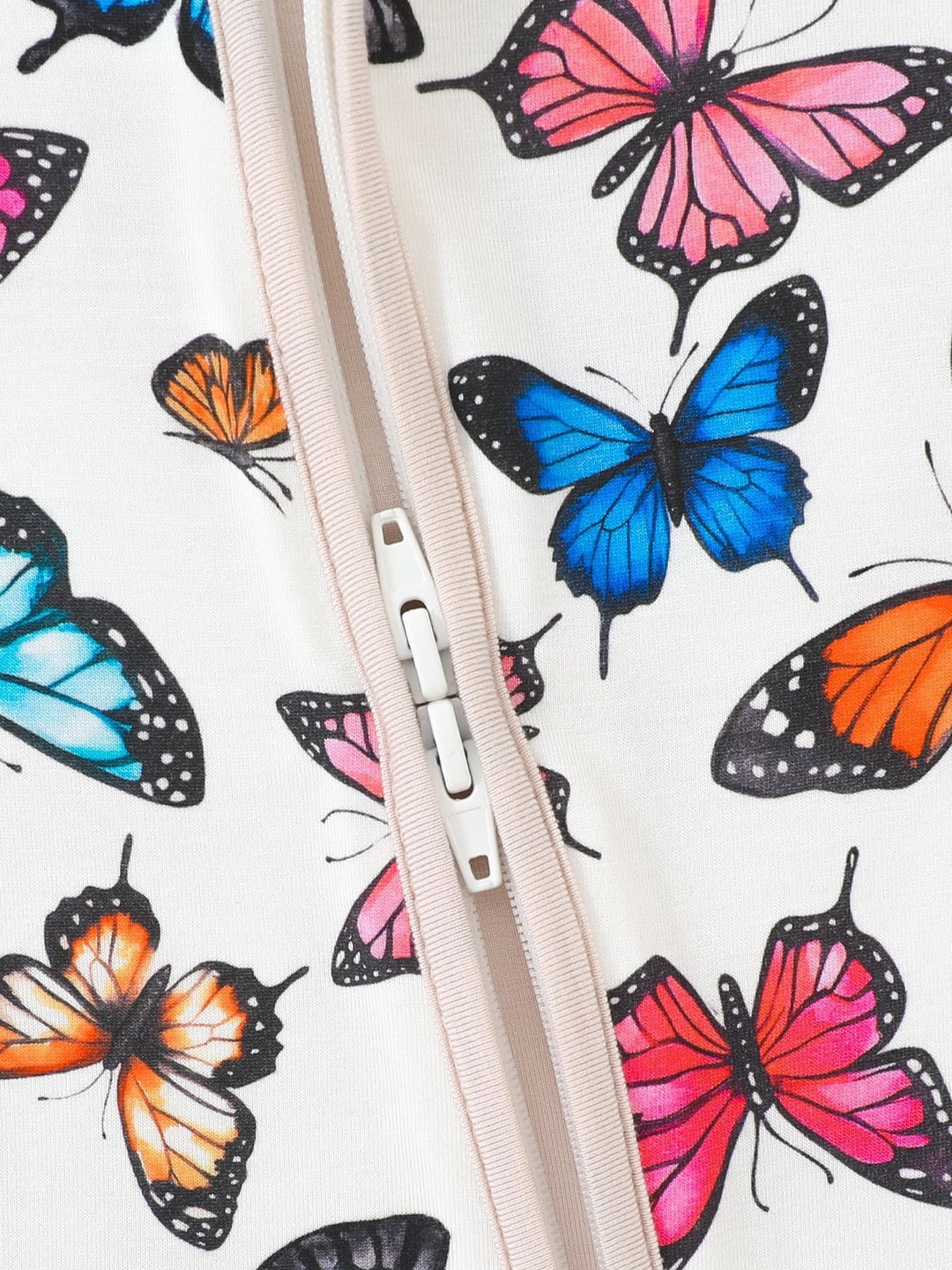 Baby Bamboo Fiber Onesie, Double-ended Zipper, Colorful Butterfly Printed