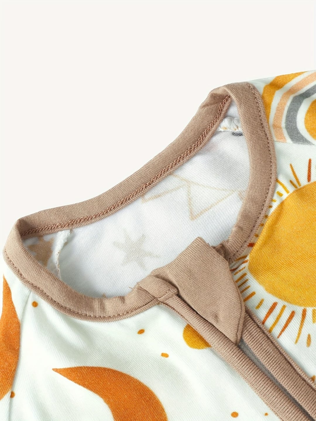 Bamboo Fiber Baby Rainbow Star Moon Sun Zipper Romper With Foldable Foot Cuffs