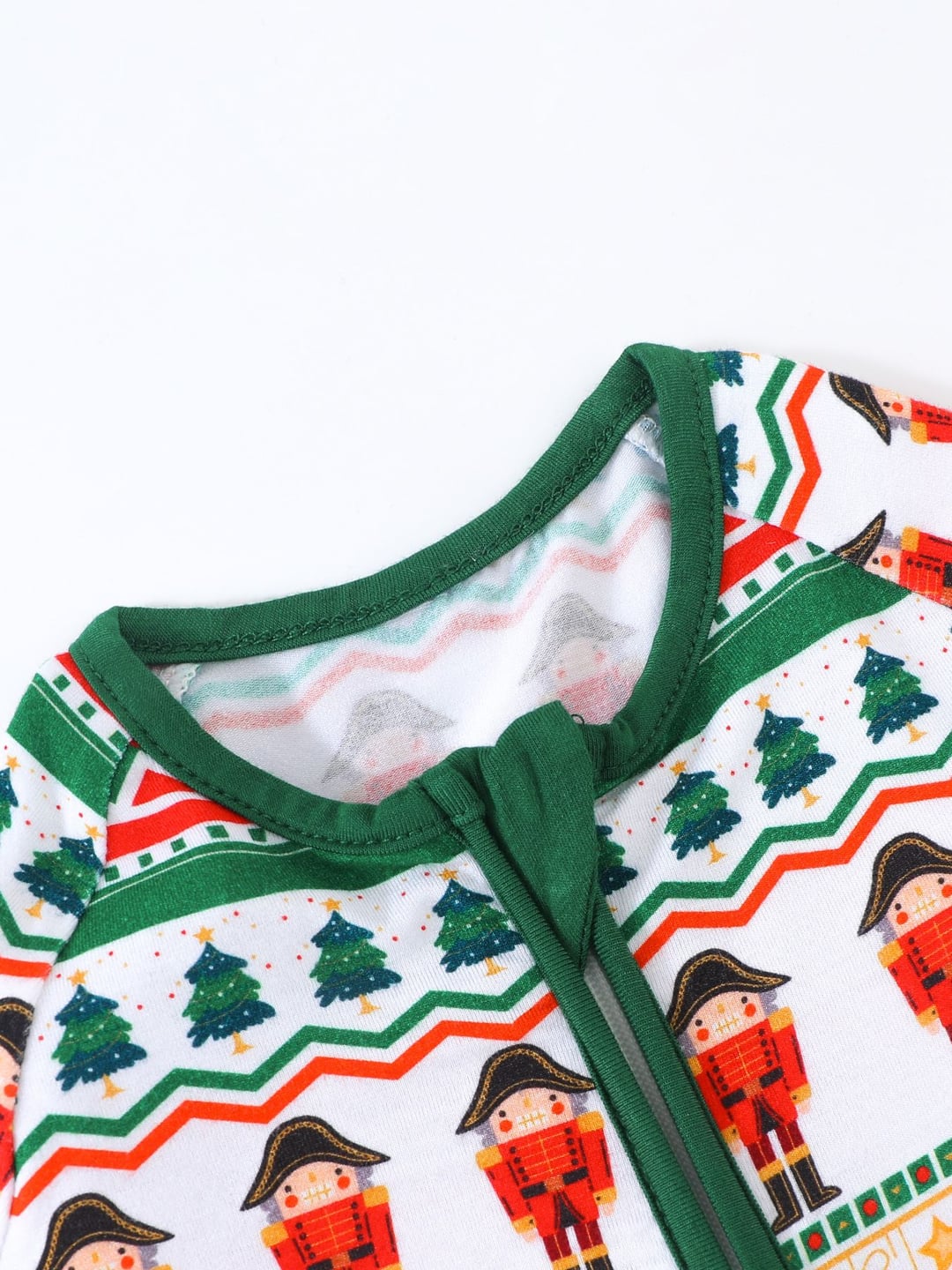 Bamboo Fiber Christmas Soldier Print Double Zipper Romper