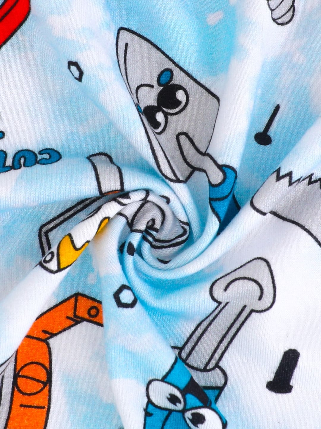 Bamboo Fiber Cute Tool Print Double Zipper Romper