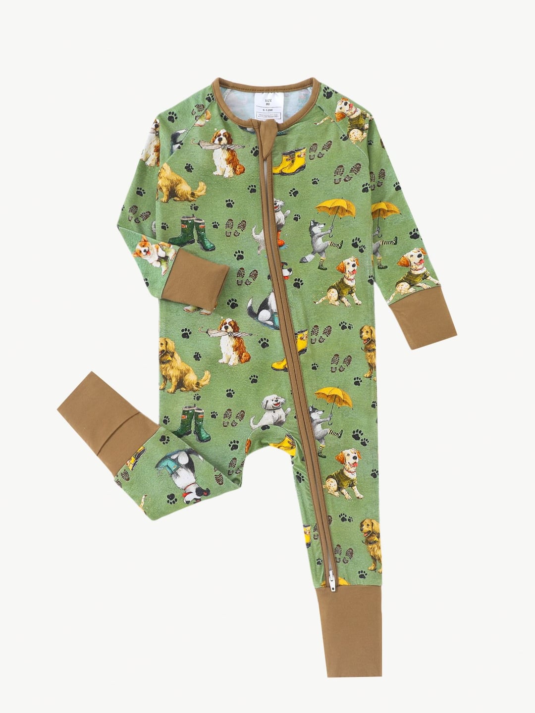 Bamboo Fiber Dog Digital Print Double Zipper Romper
