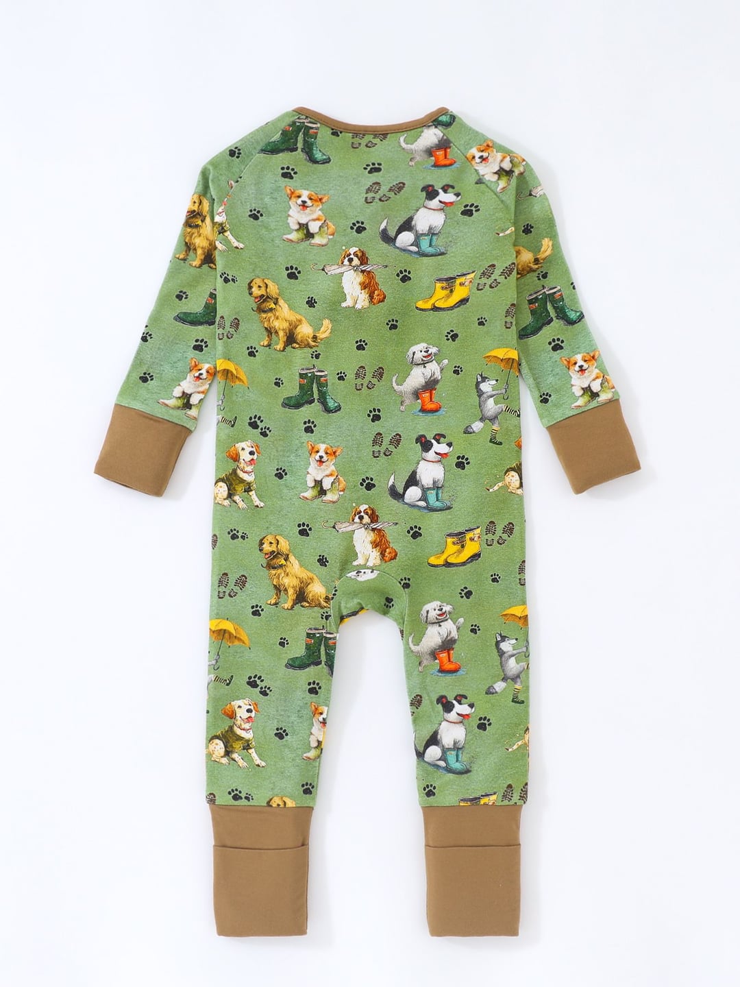 Bamboo Fiber Dog Digital Print Double Zipper Romper