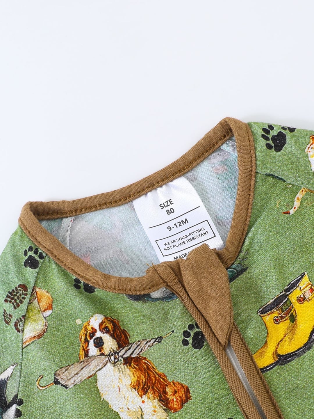 Bamboo Fiber Dog Digital Print Double Zipper Romper