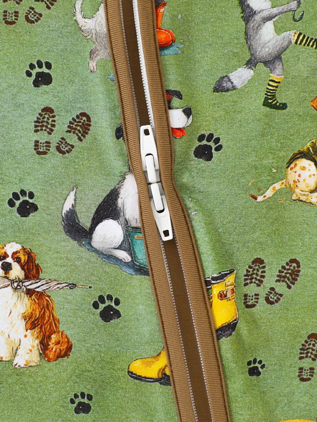 Bamboo Fiber Dog Digital Print Double Zipper Romper