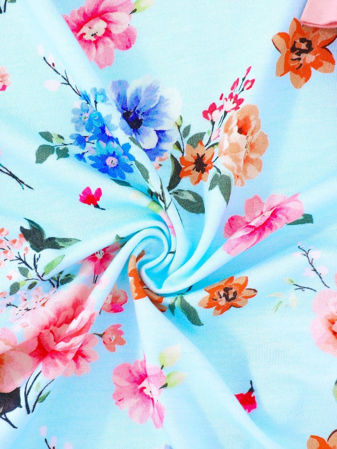 Bamboo Fiber Floral Print Double Zipper Short Sleeve Romper