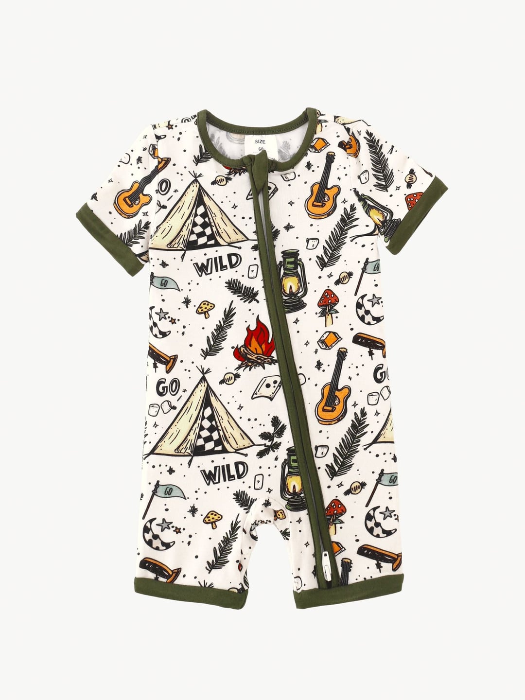 Bamboo Fiber Green Campfire Camping Print Short Sleeve Set