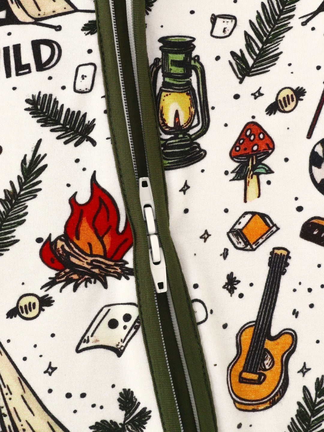 Bamboo Fiber Green Campfire Camping Print Short Sleeve Set