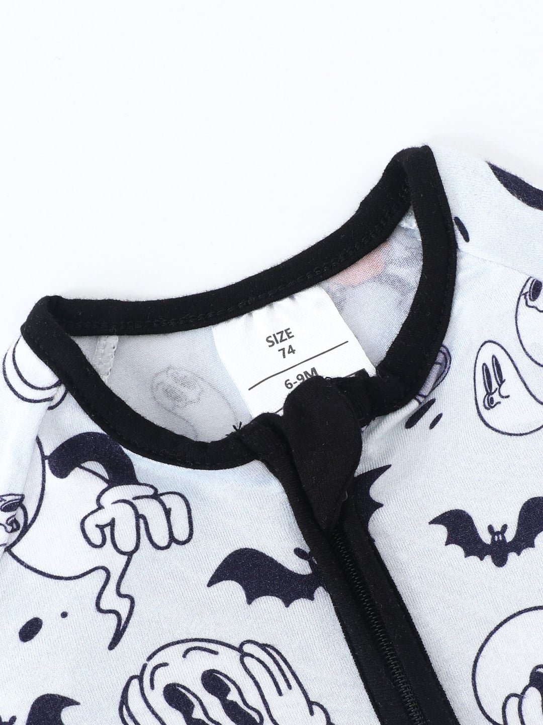 Bamboo Fiber Halloween Skull Print Double Zipper Romper