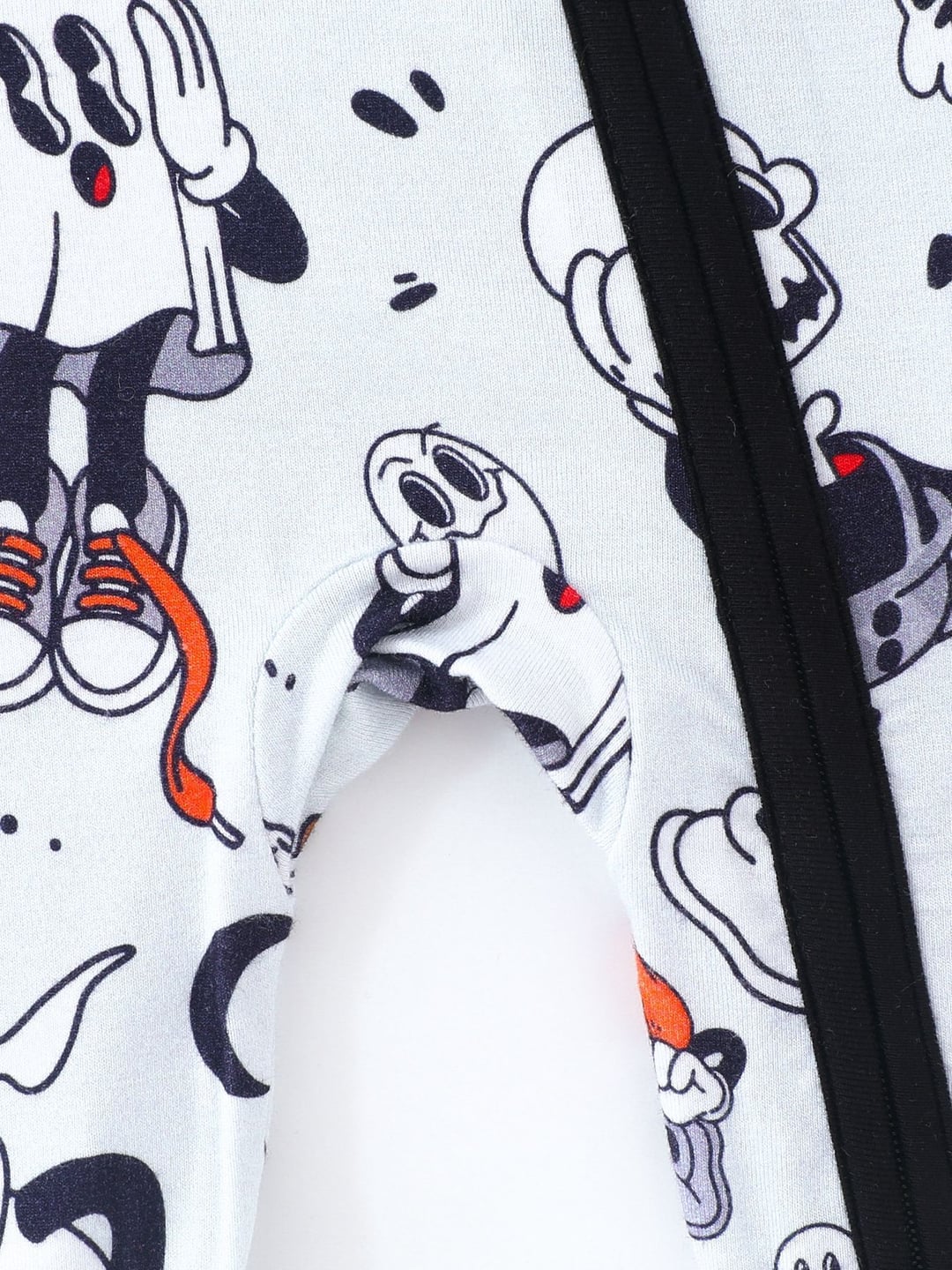 Bamboo Fiber Halloween Skull Print Double Zipper Romper