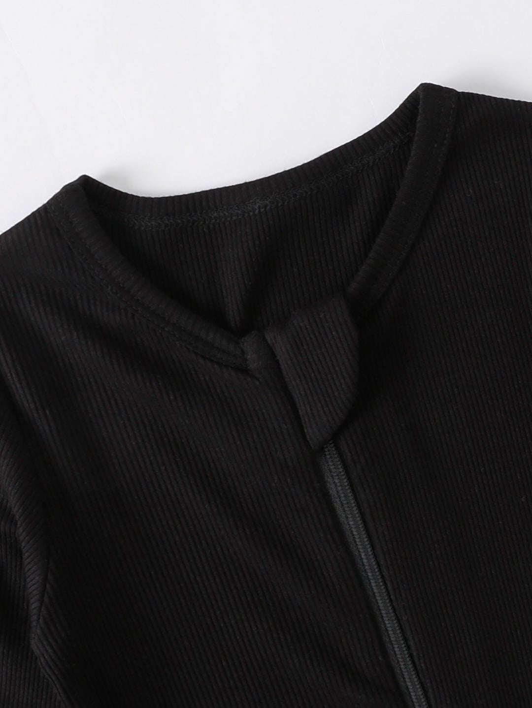 Bamboo Fiber Ribbed Solid Double Zipper Romper