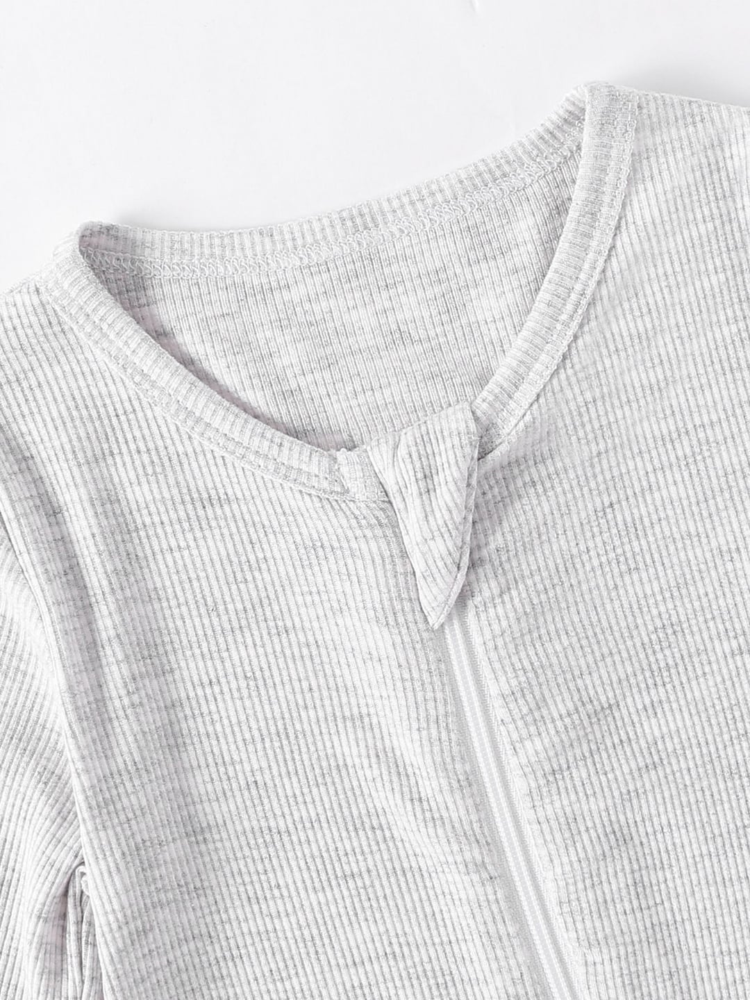 Bamboo Fiber Ribbed Solid Double Zipper Romper