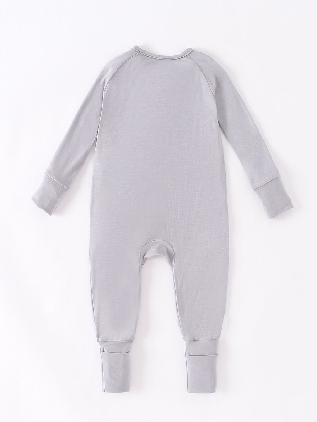 Bamboo Fiber Silver Grey Solid Zipper Romper