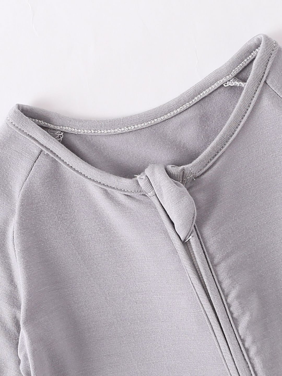 Bamboo Fiber Silver Grey Solid Zipper Romper
