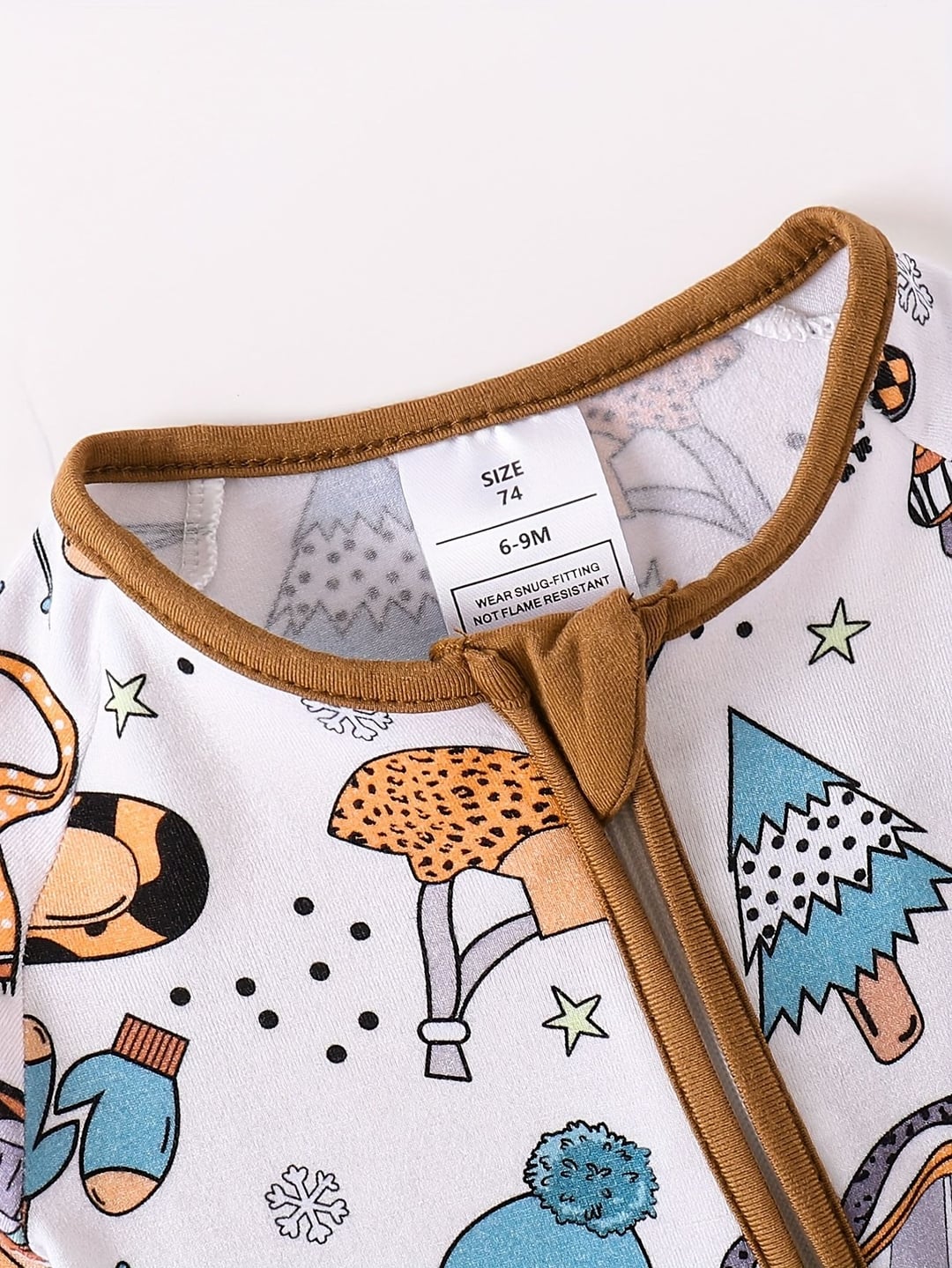 Bamboo Fiber Winter Snowboard Print Double Zipper Romper