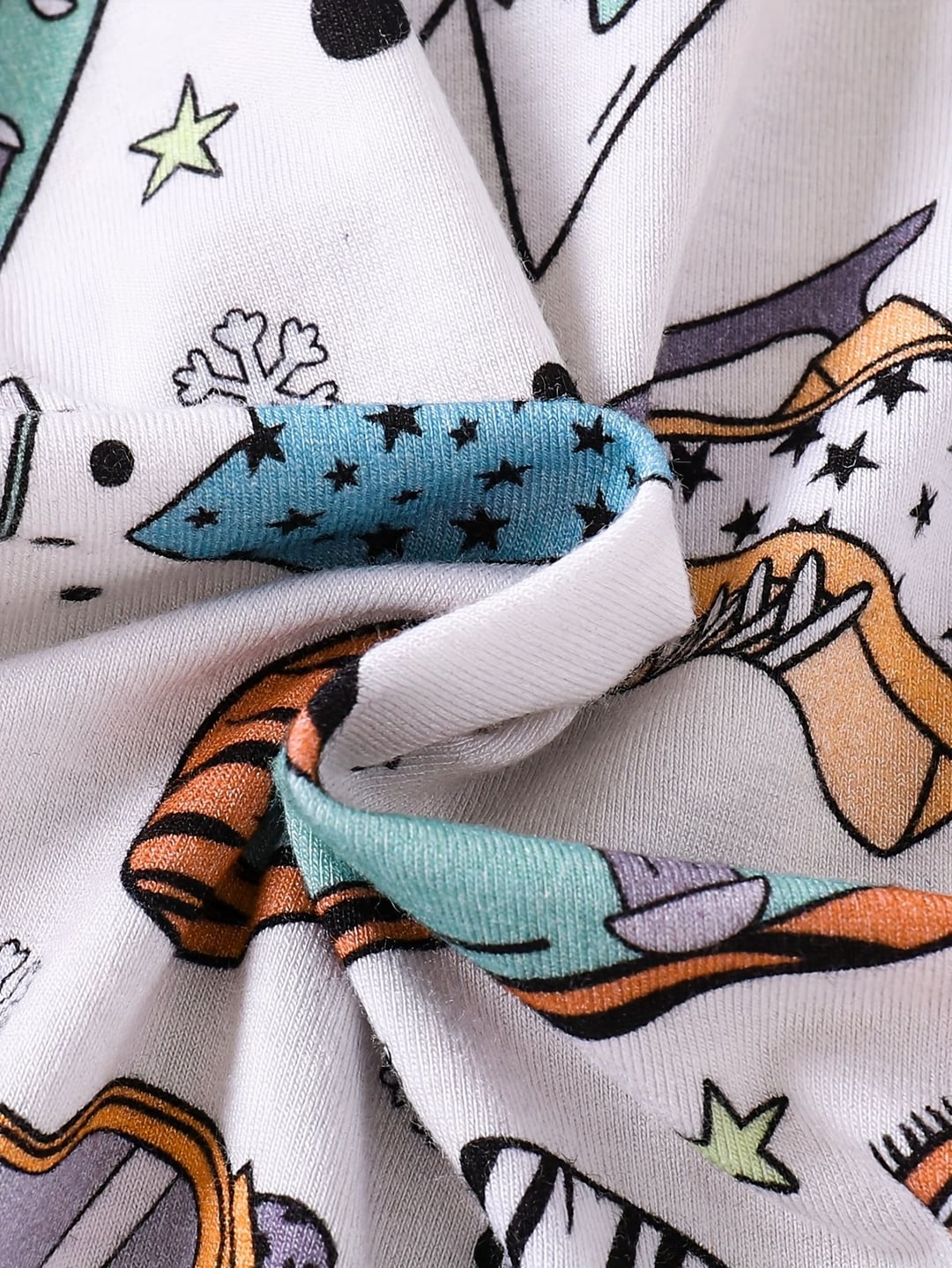 Bamboo Fiber Winter Snowboard Print Double Zipper Romper