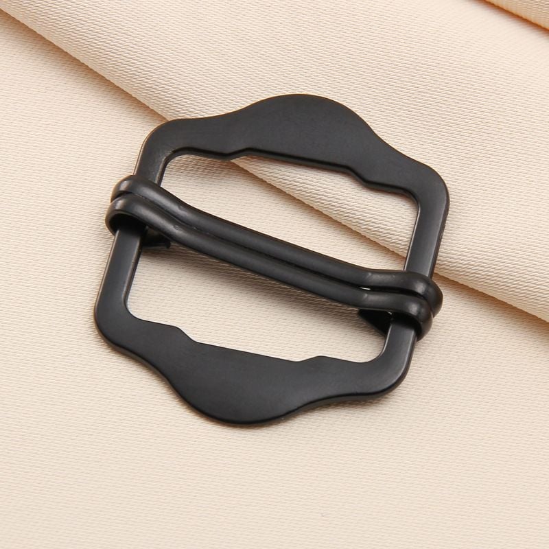 Metal rectangular double pin adjustable buckle