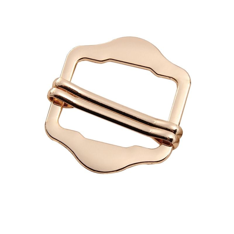 Metal rectangular double pin adjustable buckle