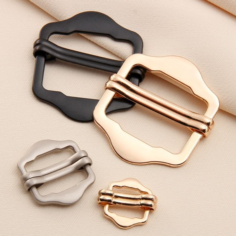 Metal rectangular double pin adjustable buckle