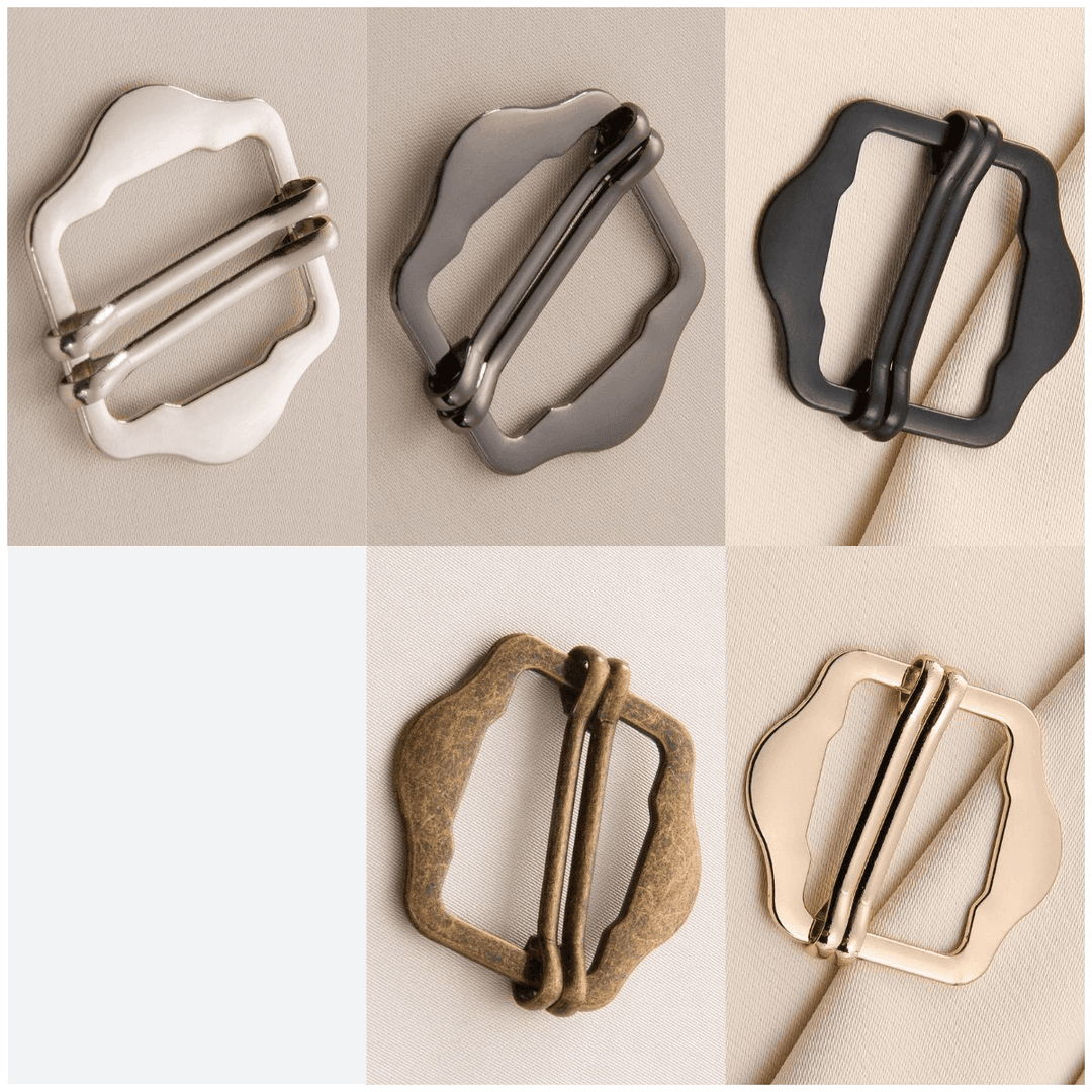 Metal rectangular double pin adjustable buckle