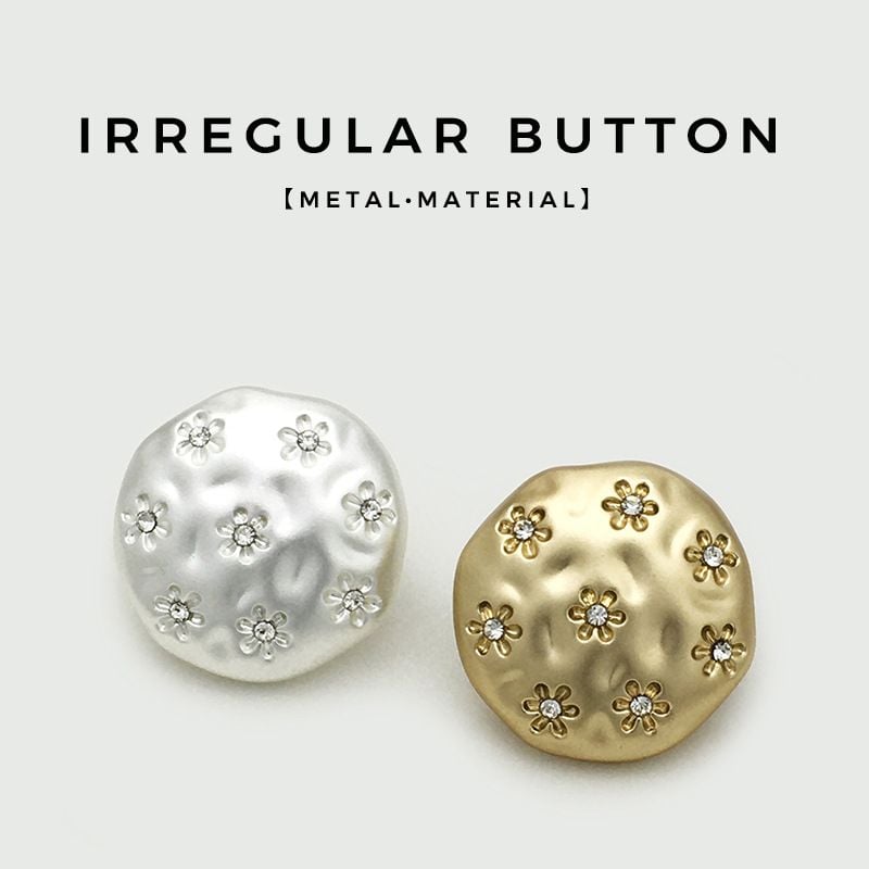 Matte metal button, irregular round flower shape