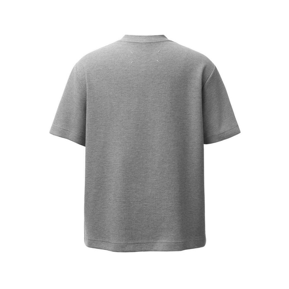 European and American trendy color-block crew neck half-zip waffle casual top