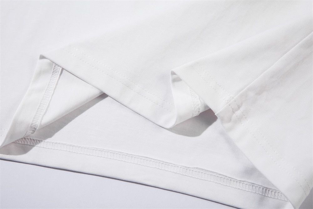 Men's letter print rolled-cuff short-sleeve T-shirt