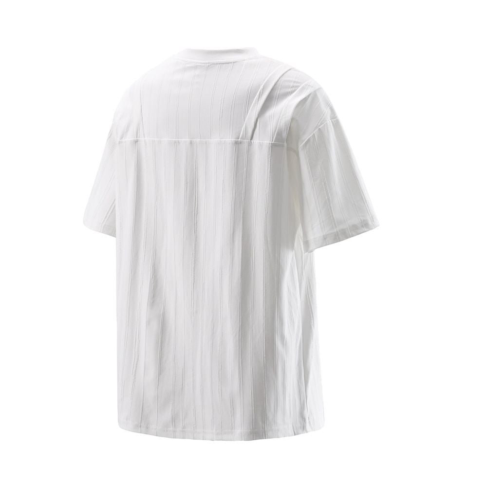 Men's Solid Vertical Striped Texture Short Sleeve T-Shirt, Summer Sports Casual