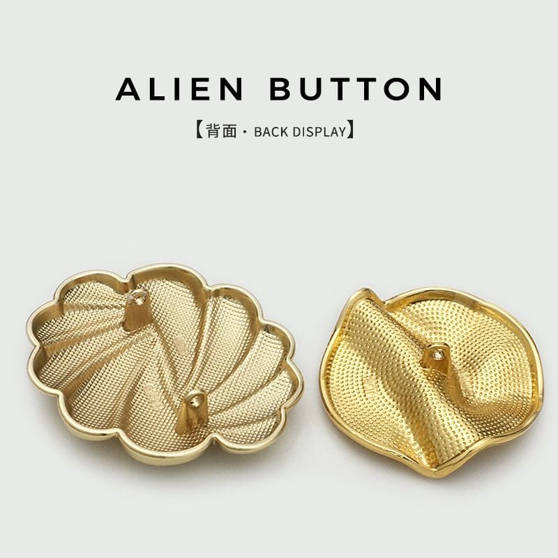 Large irregular shaped button with ruffled flower design