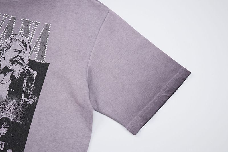 100% Cotton Rock & Rap Figure Rhinestone Print Short Sleeve T-Shirt