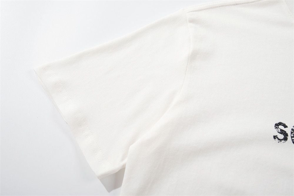 Men's Loose Fit 100% Cotton Short Sleeve T-Shirt with Letter Print