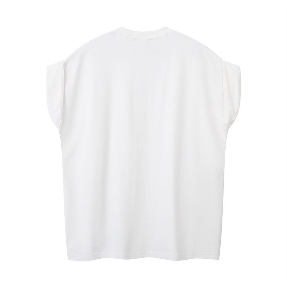 Men's letter print rolled-cuff short-sleeve T-shirt