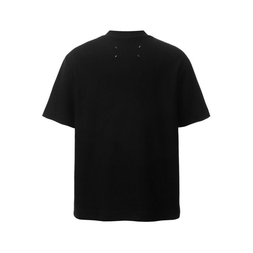 European and American trendy color-block crew neck half-zip waffle casual top