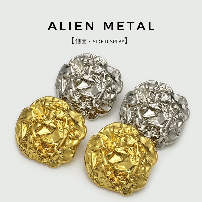 Irregular textured wrinkle metal button