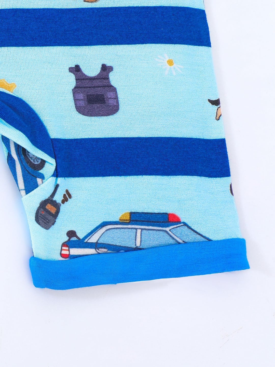 Bamboo Fiber Baby Romper, Striped Print, Short Sleeve & Short Leg